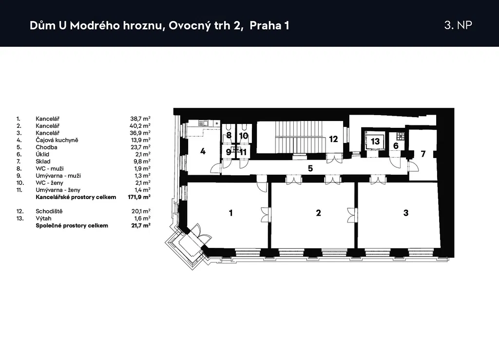 Ovocný trh, Staré Město - Praha 1 | Pronájem, Administrativní budova, 1 146 m²