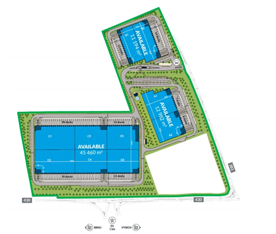 Holubice - Vyškov | Rent, Industrial park, 69 636 m²